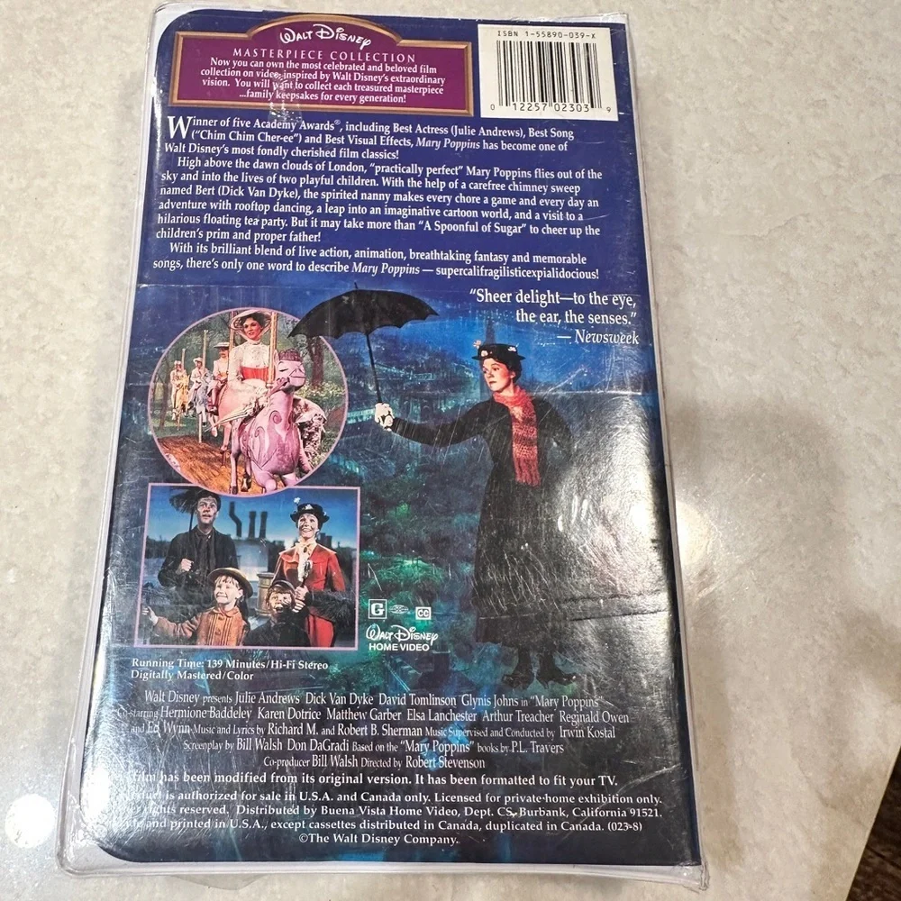 Vintage sealed Mary Poppins VHS tape.